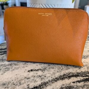 ✴️Henri Bendel✴️ Tan Leather Cosmetic Travel Case Bag Pouch